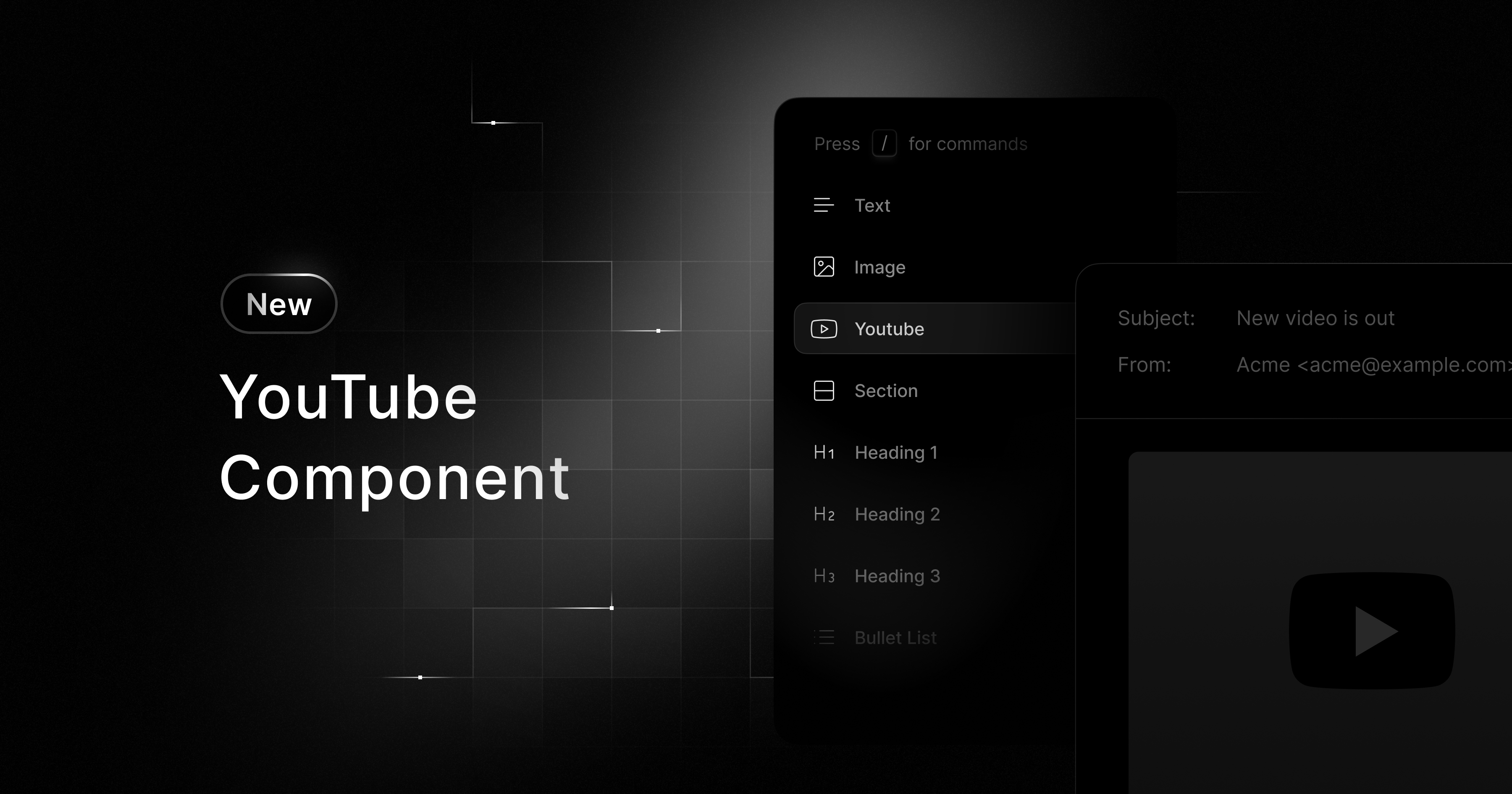 Youtube Component Design New YouTube Component · Resend