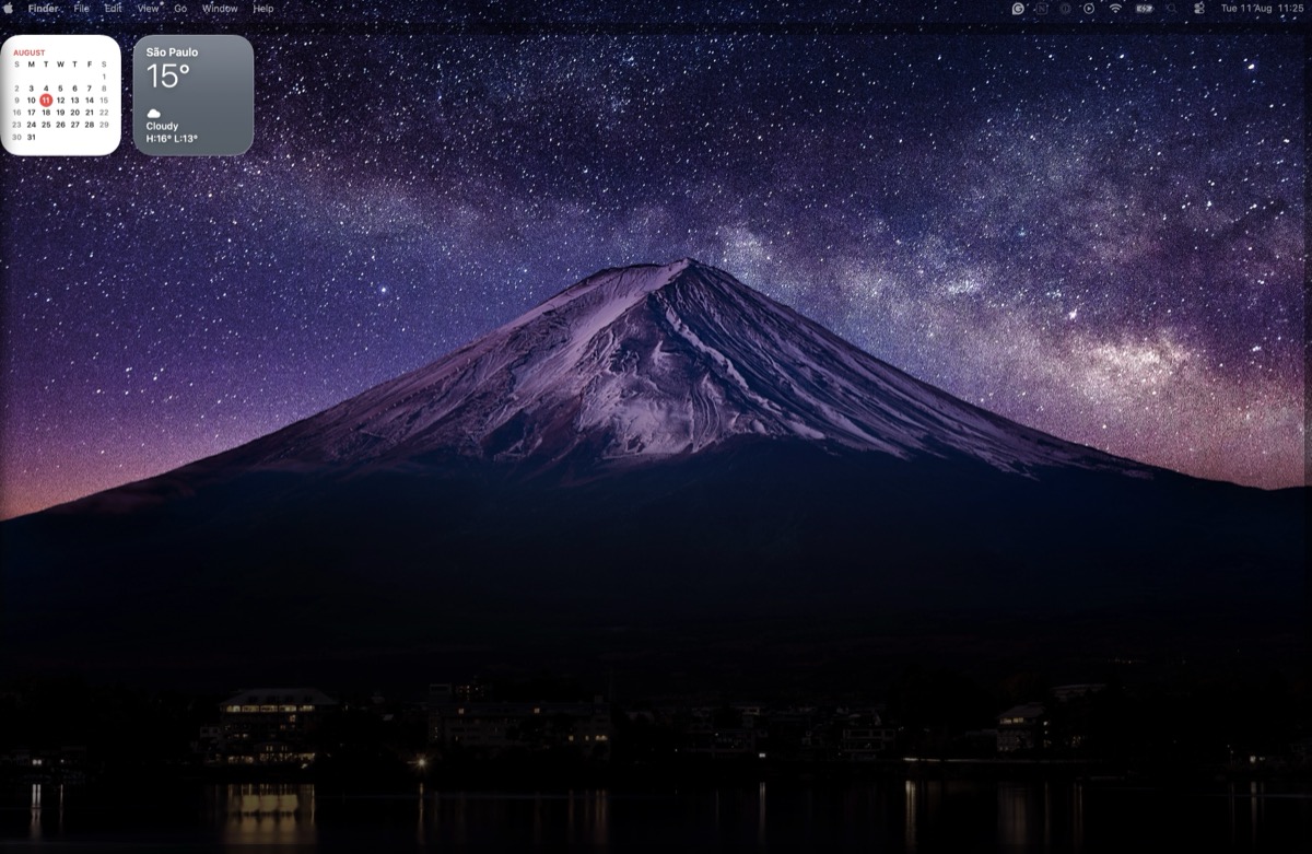 Fuji mountain with a night sky